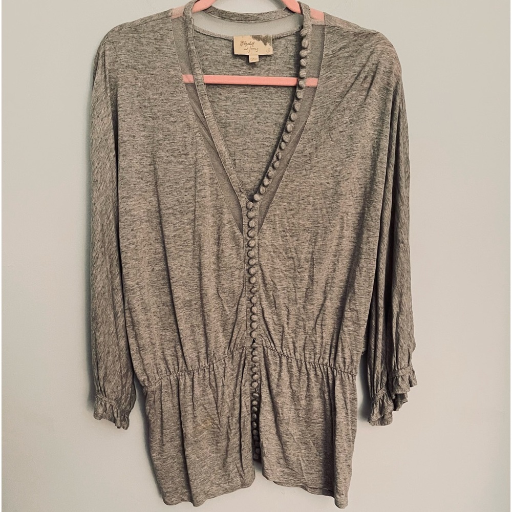 Elizabeth & James Cardigan/Top Dolman Sleeve hook & Loop Button Wrapped Button